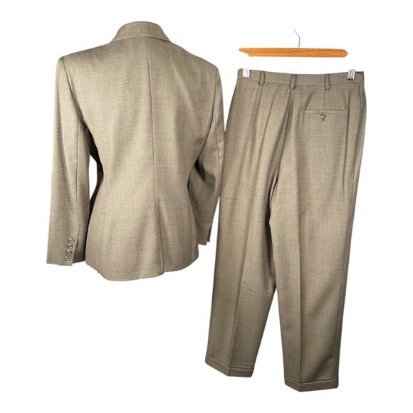 Vintage Lauren Ralph Lauren 100% Wool Petite Suit Set 10P |Taupe Blazer & Pants - Picture 2 of 16